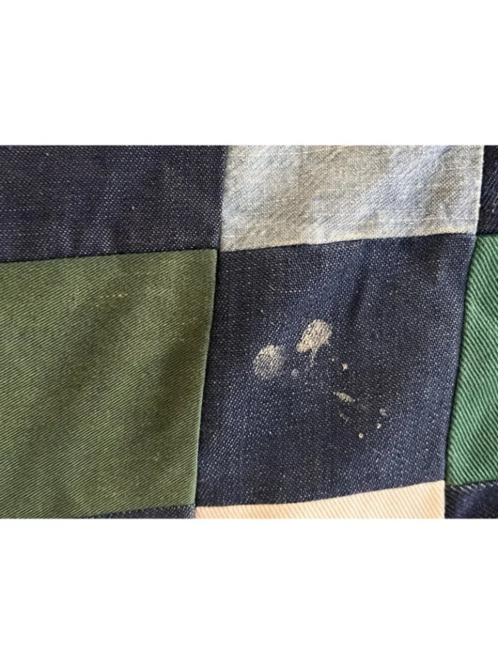 Unfinished Quilt Top Handmade Patchwork Denim Cutter Fixer Distressed 74”x60”